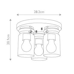 Deckenlampe Metall Glas B: 28,2 cm in Messing gebürstet E27