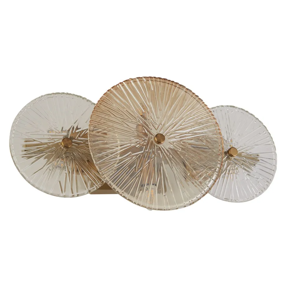 Deckenlampe Metall Glas B: 40 cm in Messing Bernstein Klar