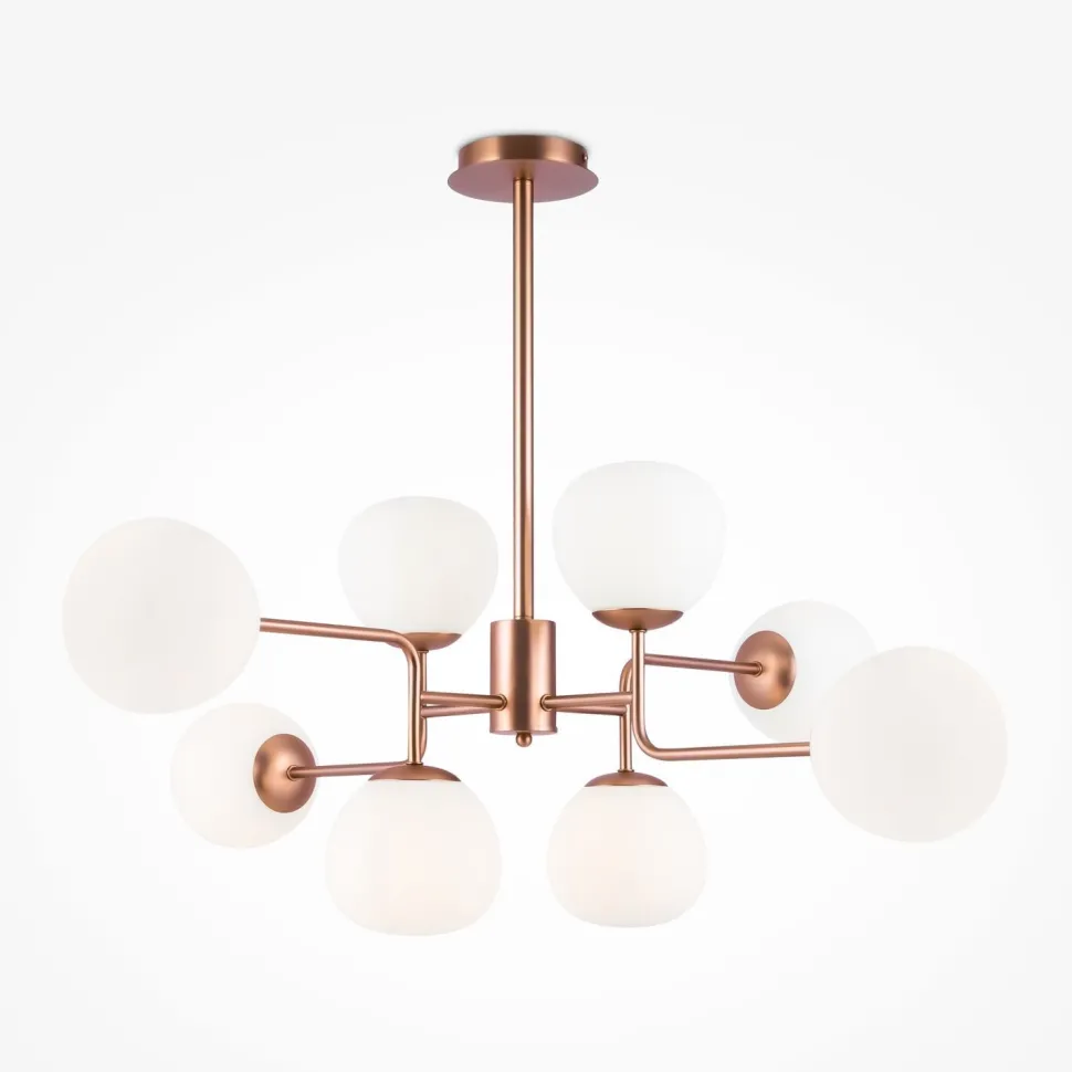 Deckenlampe Metall Glas E14 96 cm breit in Messing Weiß