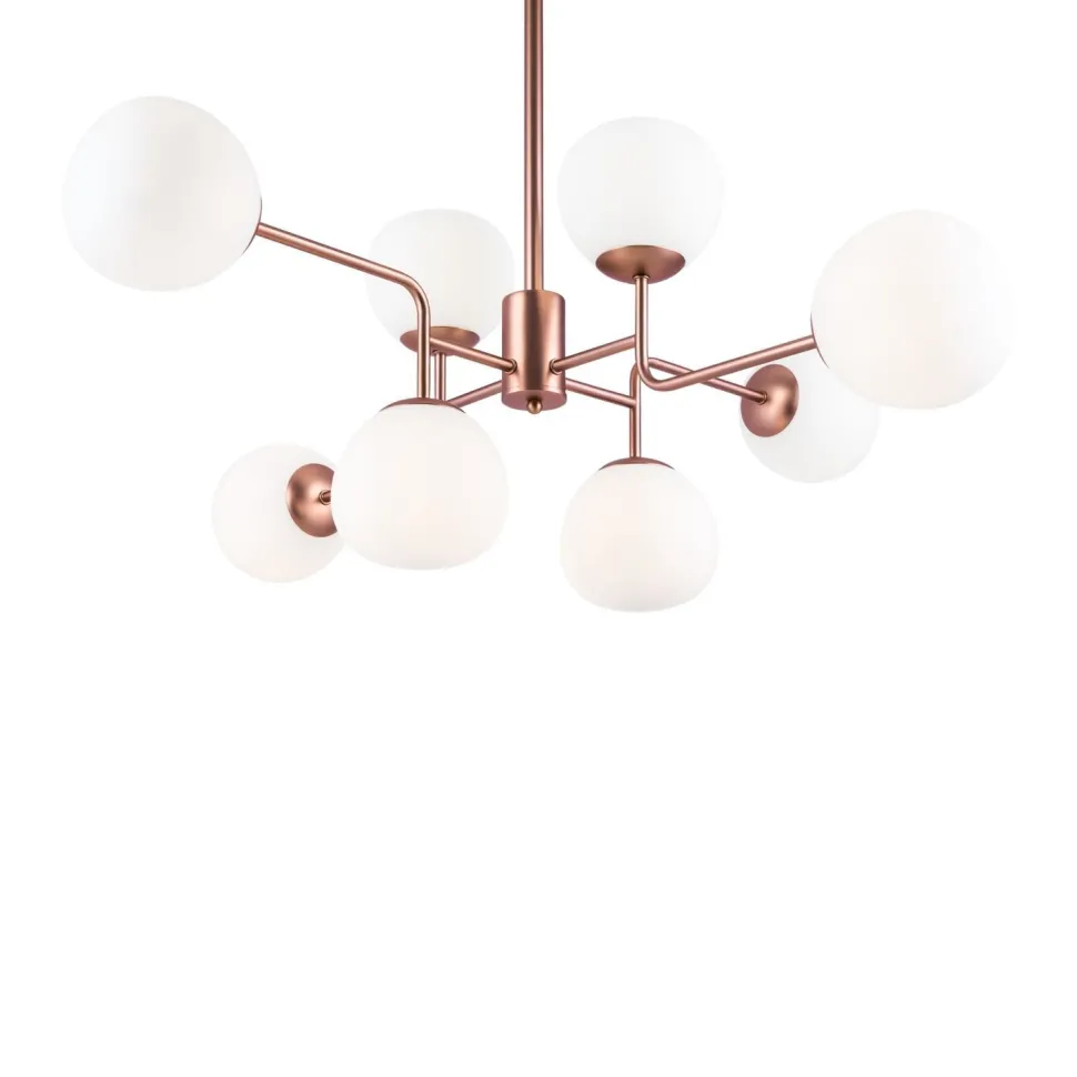 Deckenlampe Metall Glas E14 96 cm breit in Messing Weiß