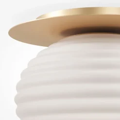 Deckenlampe Metall Glas E27 D: 35 cm rund in Gold Weiß