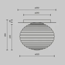 Deckenlampe Metall Glas E27 D: 35 cm rund in Gold Weiß