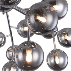 Deckenlampe Metall Glas G9 75 cm breit Chrom Rauchgrau