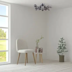 Deckenlampe Metall Glas G9 75 cm breit Chrom Rauchgrau