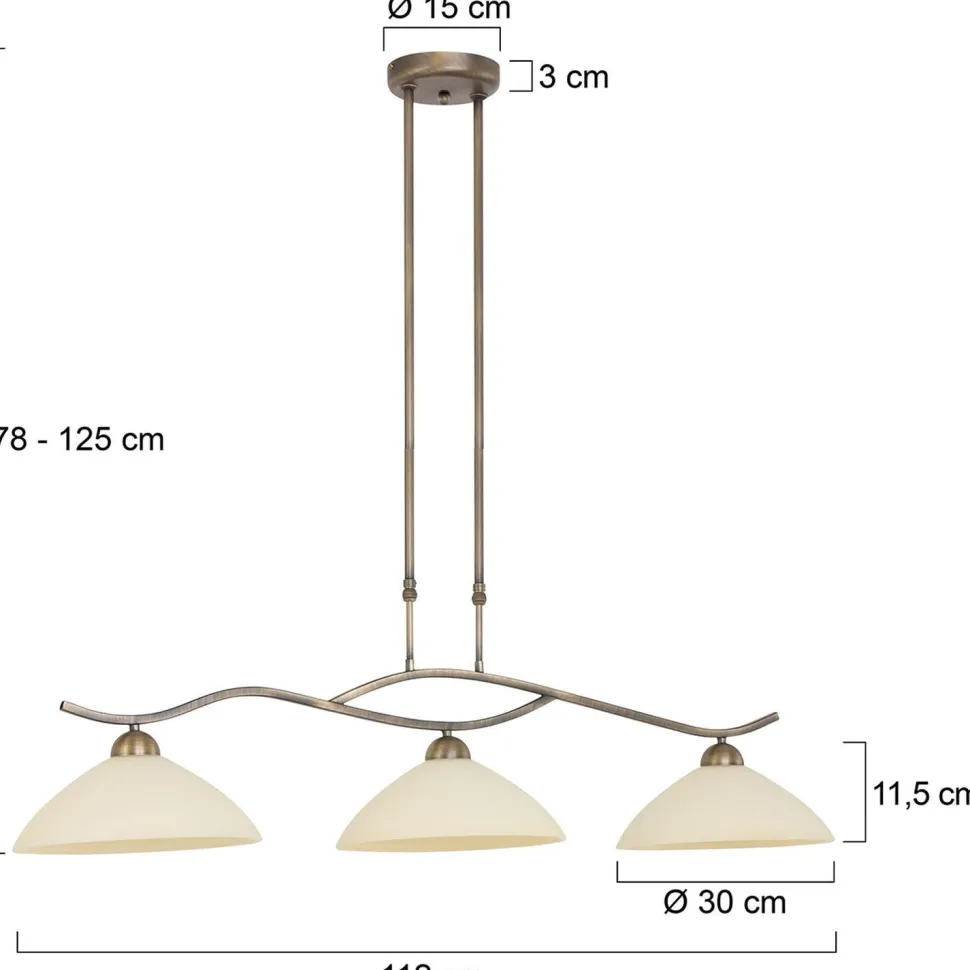 Deckenlampe Metall Glas in Bronze Creme 112 cm blendarm