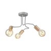 Deckenlampe Metall Holz B: 40 cm Grau 3-flammig E27 Retro