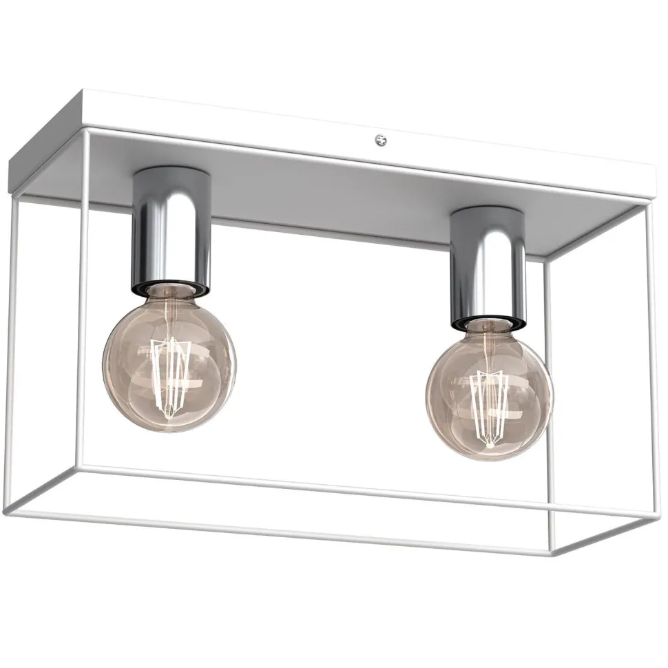 Deckenlampe Metall in Weiß Chrom L:34 cm E27 Industrial