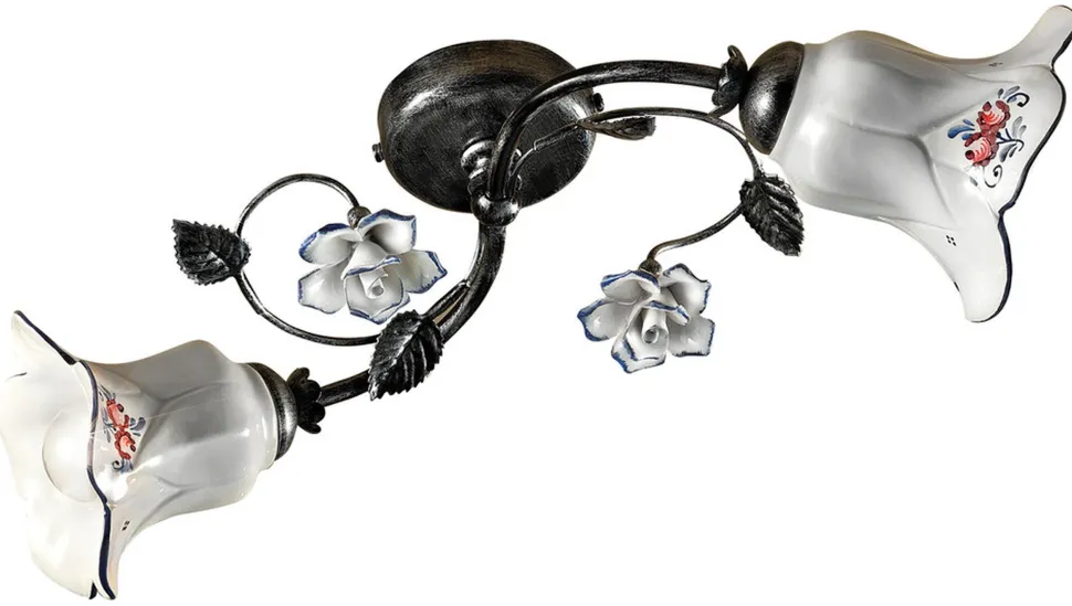 Deckenlampe Metall Keramik E14 2-flammig Landhaus