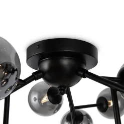 Deckenlampe Metall Rauchglas B: 60 cm Schwarz G9 Modern