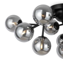 Deckenlampe Metall Rauchglas B: 60 cm Schwarz G9 Modern