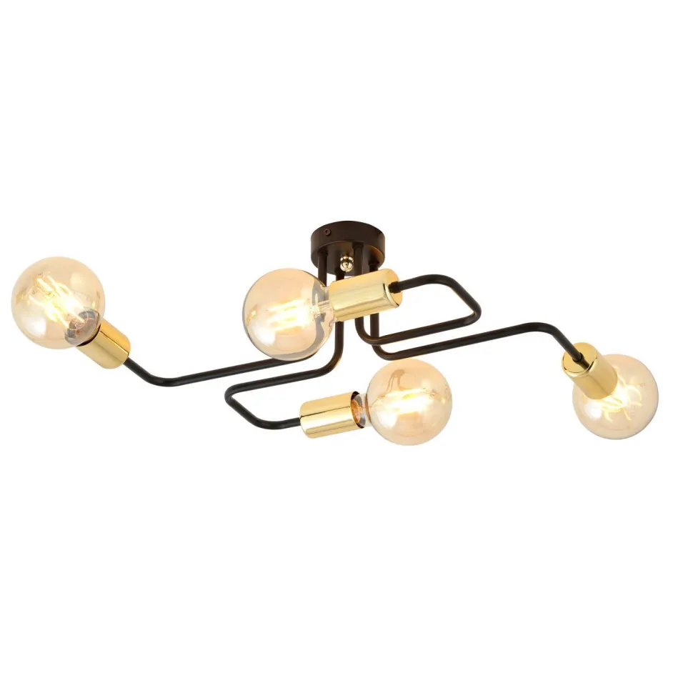 Deckenlampe Metall Schwarz Gold 4-flammig NIELS