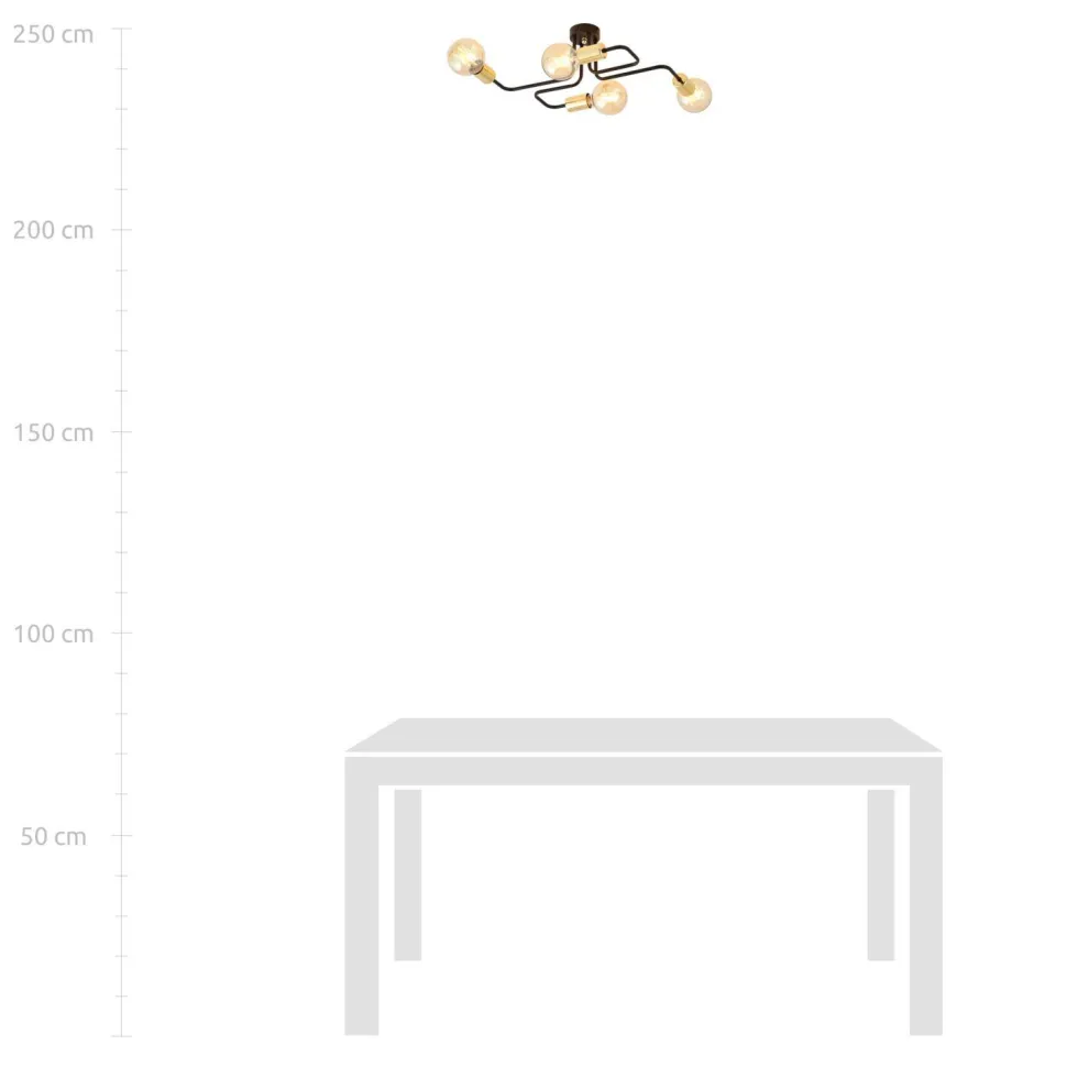 Deckenlampe Metall Schwarz Gold 4-flammig NIELS