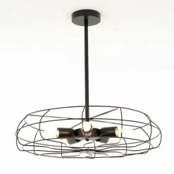 Deckenlampe Metall Schwarz Ø 56 cm 5x E27 Retro