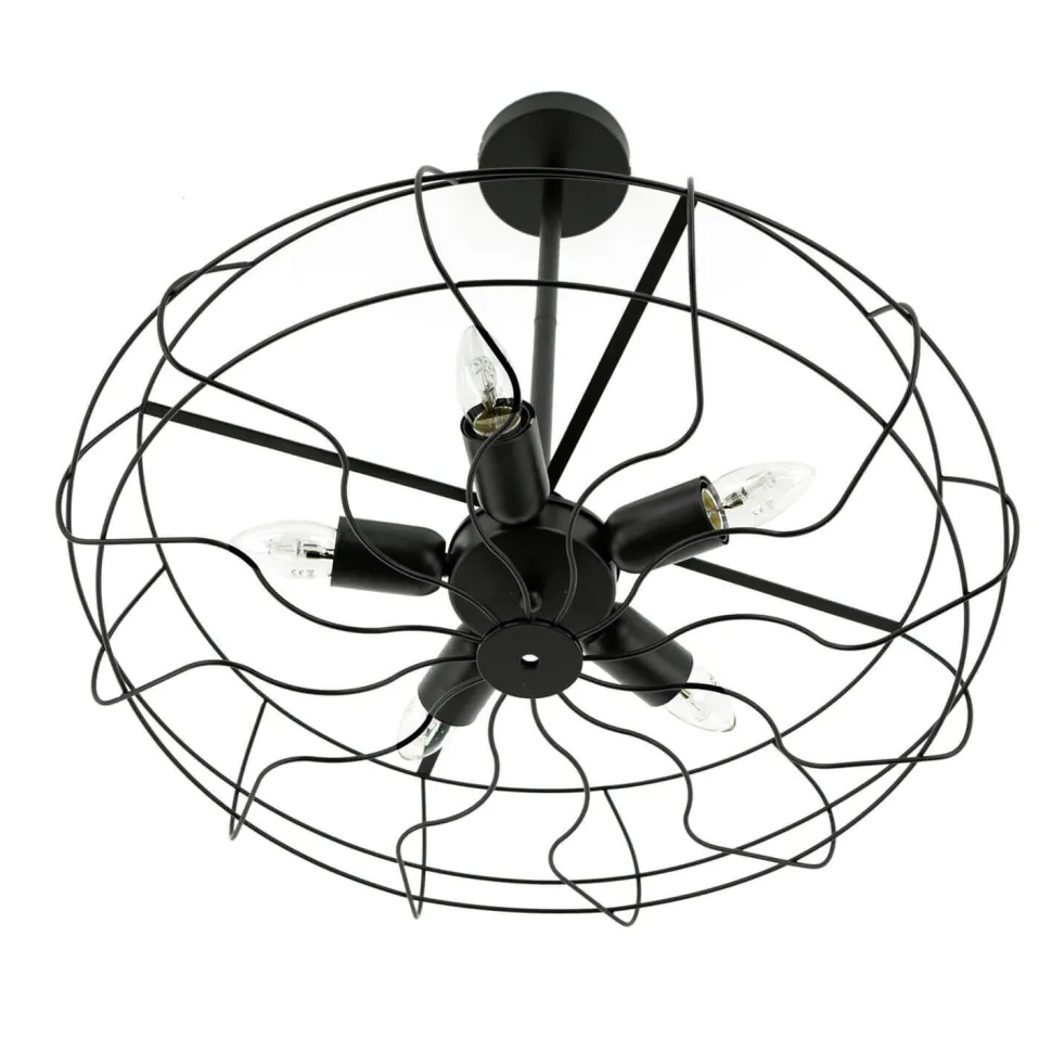 Deckenlampe Metall Schwarz Ø 56 cm 5x E27 Retro