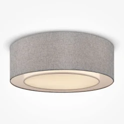 Deckenlampe Metall Stoff E27 Ø 52 cm Chrom Grau rund