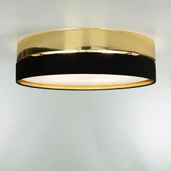 Deckenlampe Metall Stoff rund Ø 60 cm Schwarz Gold
