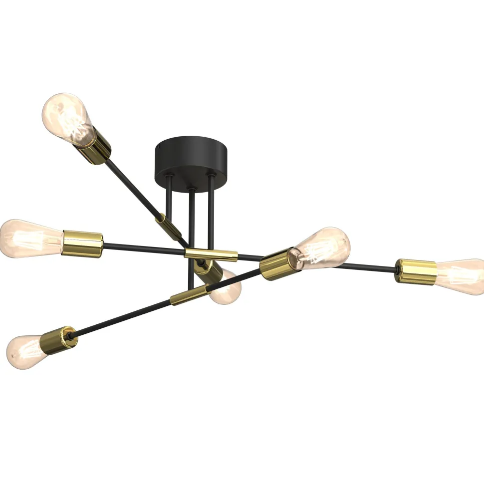 Deckenlampe Metall Vintage E27 Schwarz Gold AQUIB