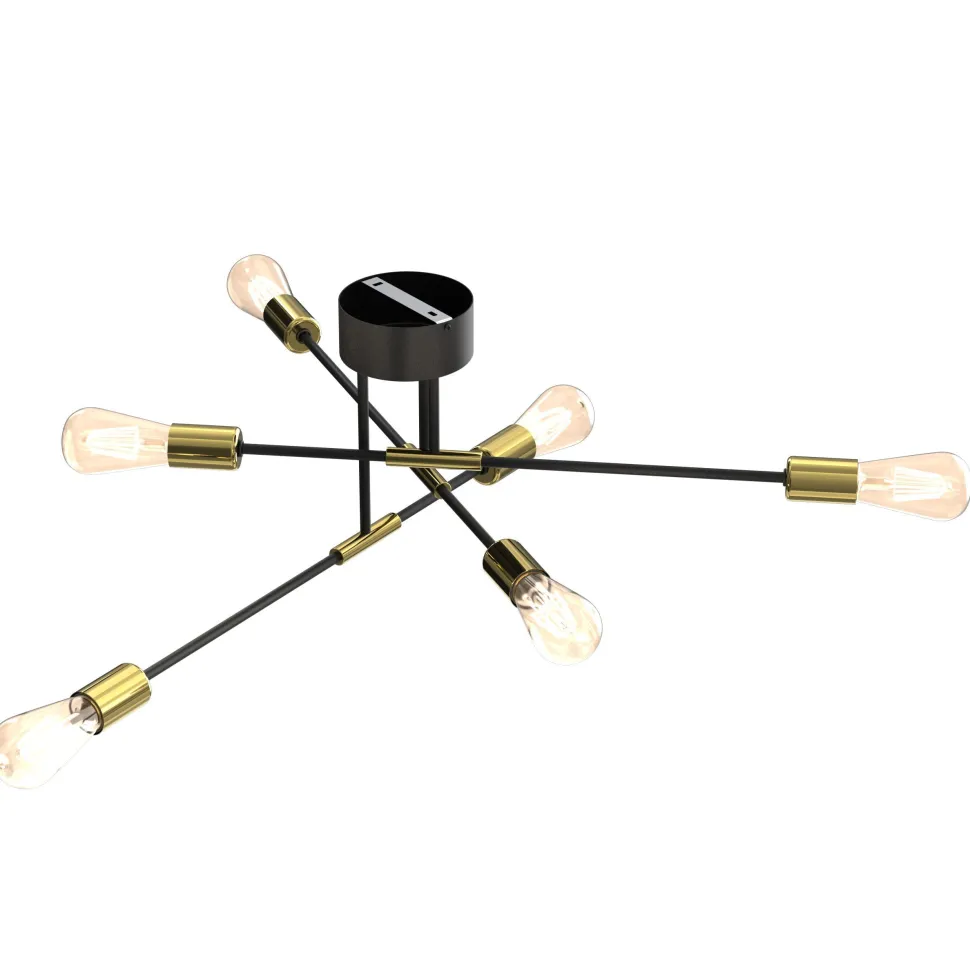 Deckenlampe Metall Vintage E27 Schwarz Gold AQUIB