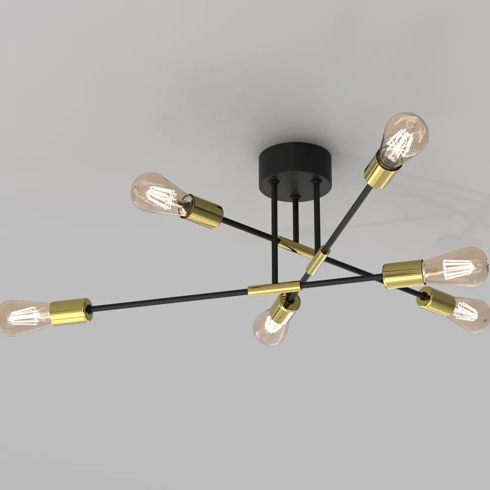 Deckenlampe Metall Vintage E27 Schwarz Gold AQUIB