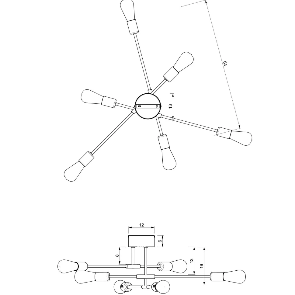 Deckenlampe Metall Vintage E27 Schwarz Gold AQUIB