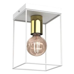 Deckenlampe Metall Weiß Gold B:14 cm E27 Industrial