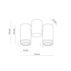 Deckenlampe Metall Weiß verstellbar L: 17 cm GU10 2-flammig