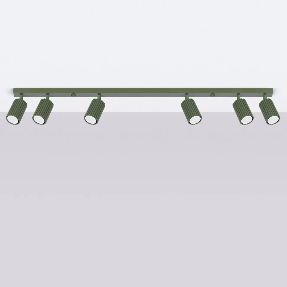 Deckenlampe Modern 117 cm lang GU10 6-flammig schwenkbar Grün