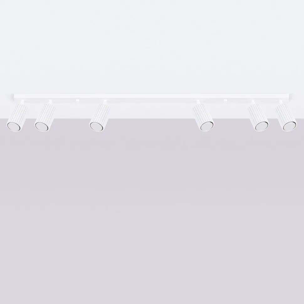 Deckenlampe Modern Weiß 117 cm schwenkbar 6x GU10 Aluminium