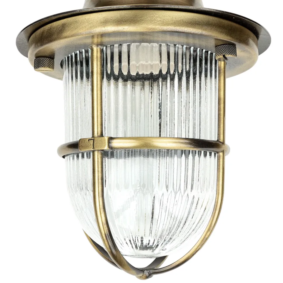 Deckenlampe Outdoor Echt-Messing Glas IP54 Maritim