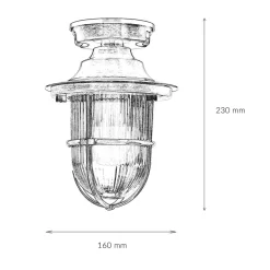 Deckenlampe Outdoor Echt-Messing Glas IP54 Maritim