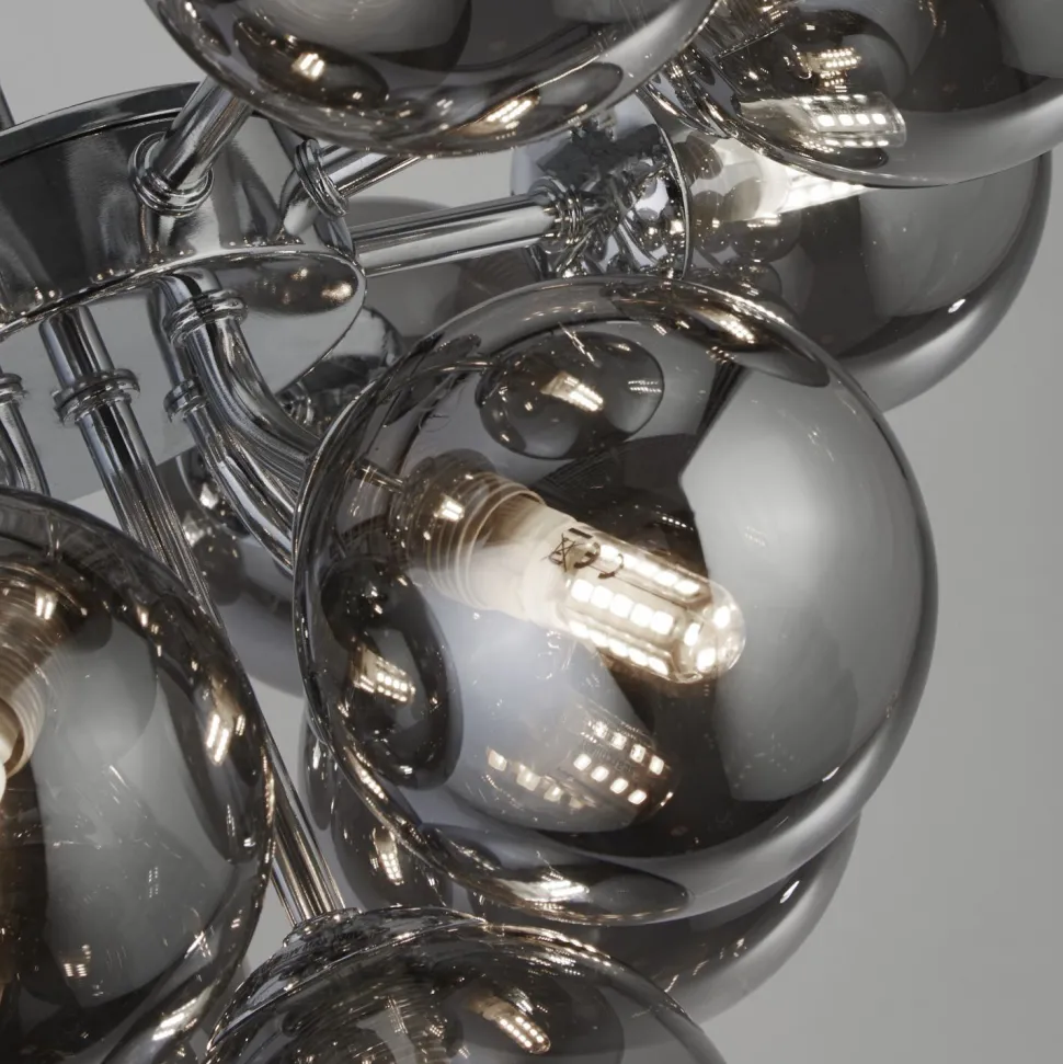 Deckenlampe Rauchglas Ø 41 cm 13x G9 Grau Chrom CARTER