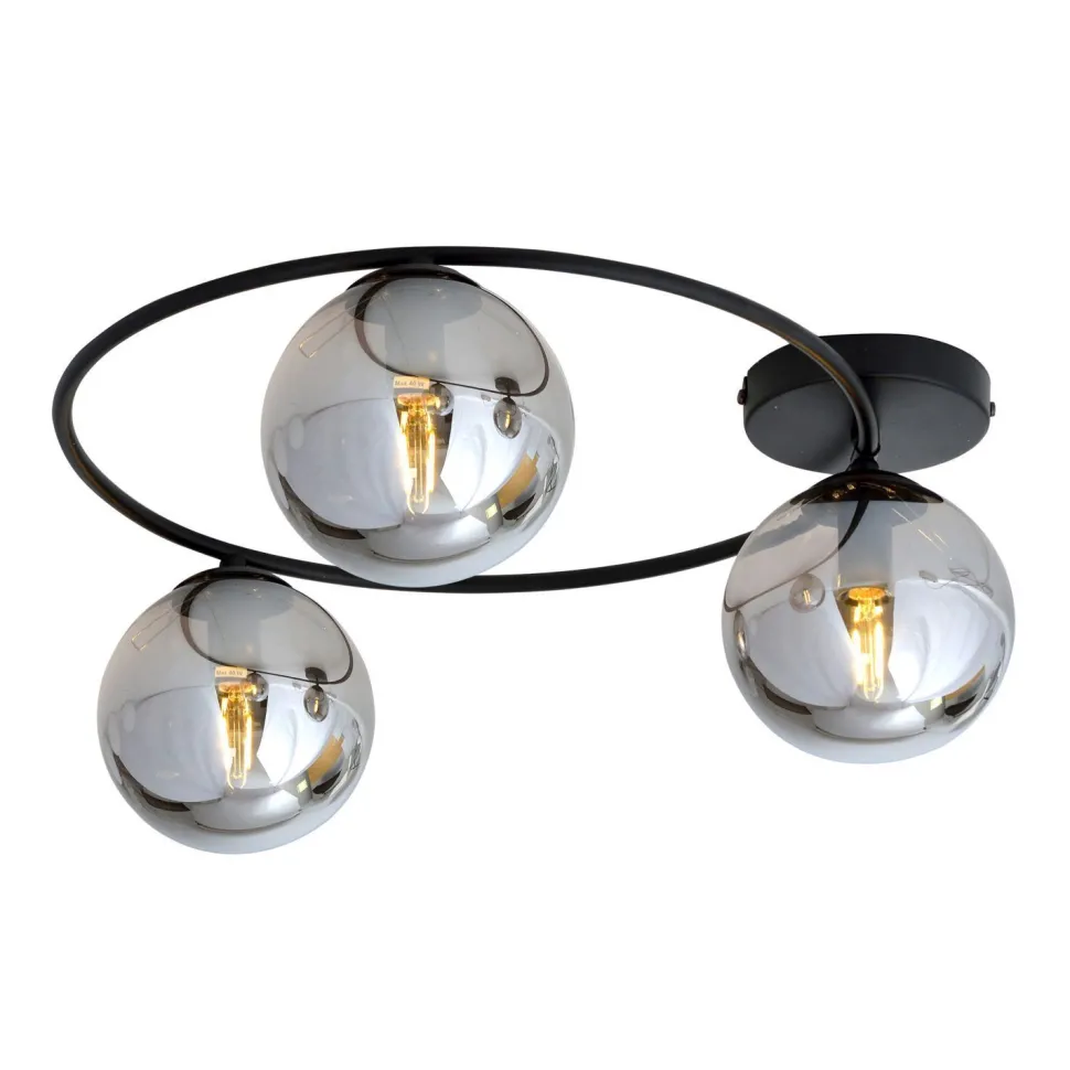 Deckenlampe Rauchglas Metall 3-flammig rund Ø 47 cm