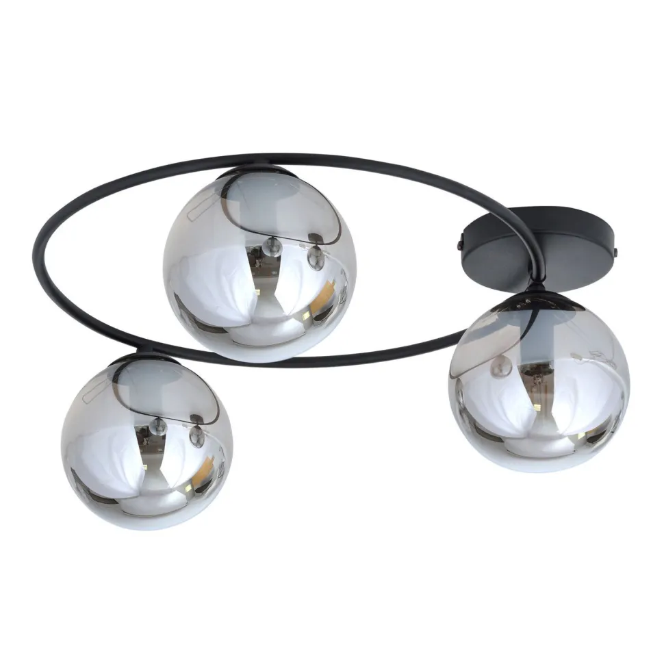 Deckenlampe Rauchglas Metall 3-flammig rund Ø 47 cm