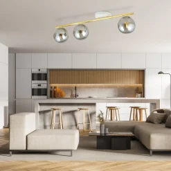 Deckenlampe Rauchglas Metall 80 cm 3-flammig E14