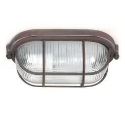 Deckenlampe Riffelglas Metall Braun L:21 cm Industrie