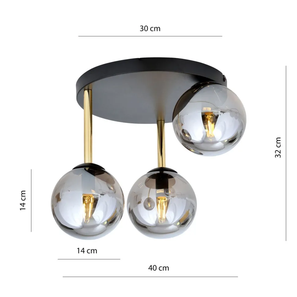 Deckenlampe rund Ø 40 cm E14 Schwarz Grau Gold Glas Metall