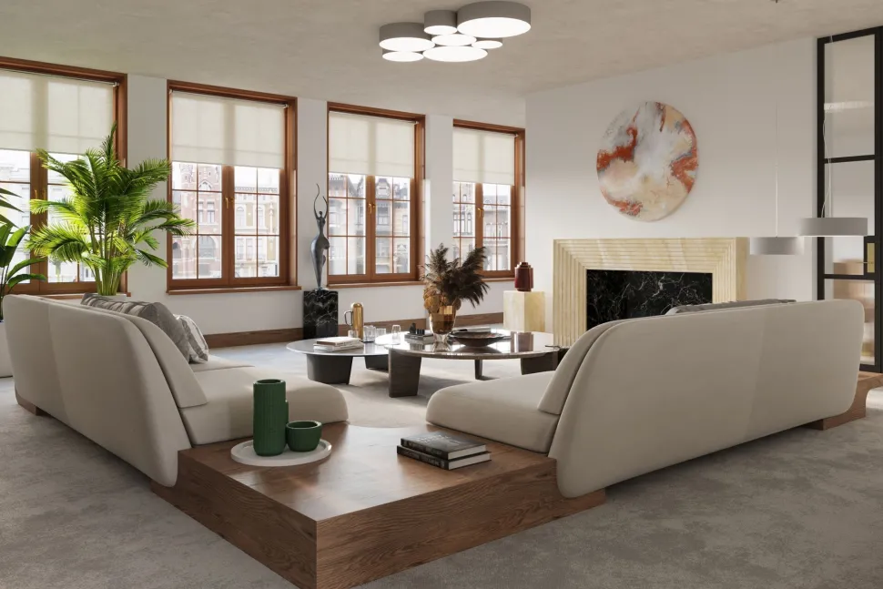 Deckenlampe rund Ø 55 cm Grau 4x E27 blendarm ATISS