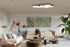 Deckenlampe rund Ø 55 cm Grau 4x E27 blendarm ATISS