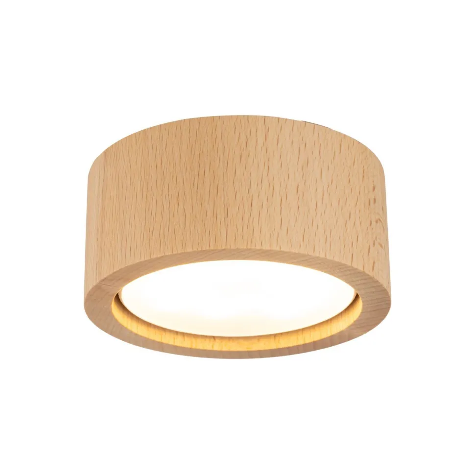 Deckenlampe rund Ø 9,5 cm H: 4,5 cm Aufputz GX53 Holz