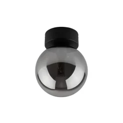Deckenlampe rund Ø 12 cm H: 15 cm klein Rauchglas G9 Kugel
