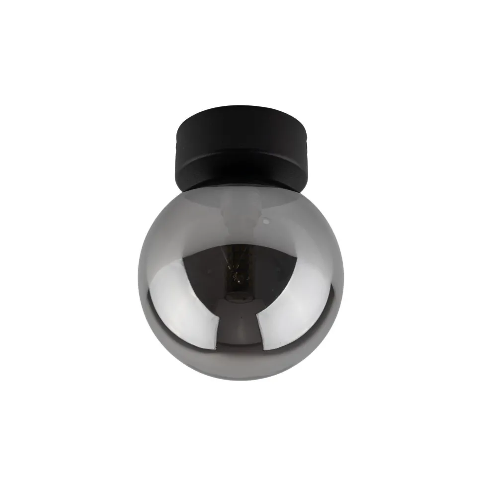 Deckenlampe rund Ø 12 cm H: 15 cm klein Rauchglas G9 Kugel