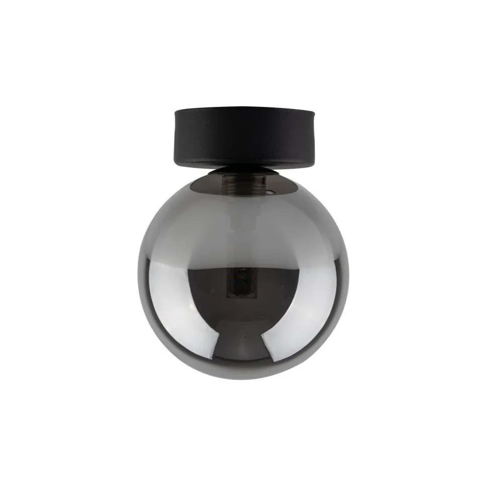 Deckenlampe rund Ø 12 cm H: 15 cm klein Rauchglas G9 Kugel