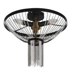 Deckenlampe rund Ø 40 cm Schwarz Kettel Metall Acryl Kristall