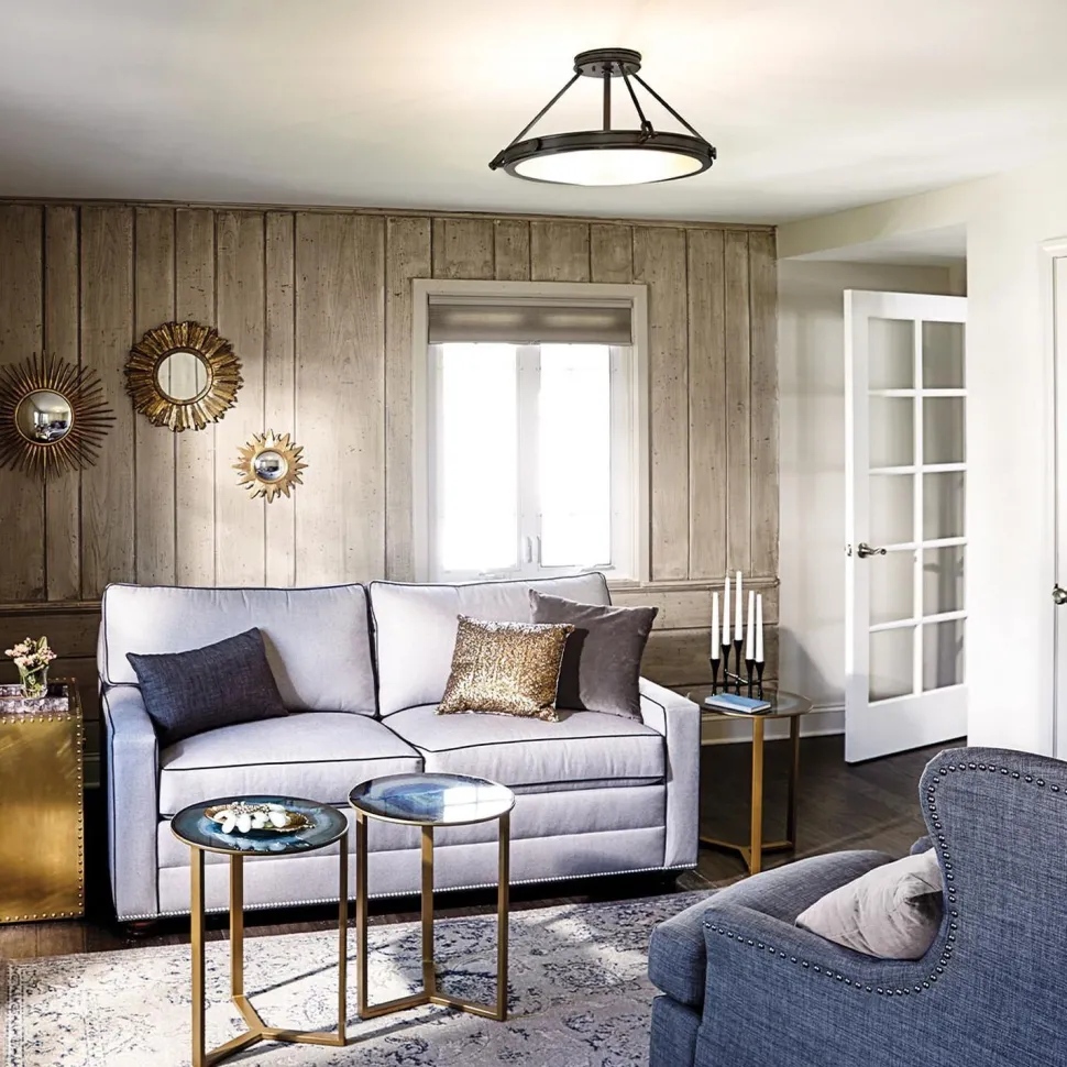 Deckenlampe rund Ø 55,8 cm Schwarz Weiß 4x E14 Metall Glas