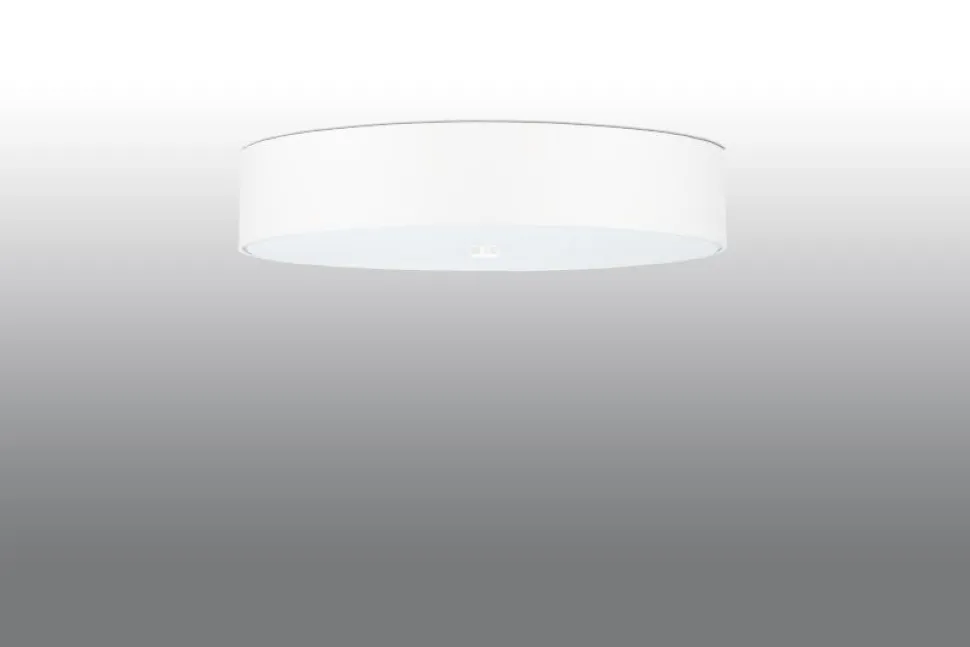 Deckenlampe rund Ø 50 cm Weiß Stoff Glas blendarm 5x E27