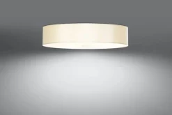 Deckenlampe rund Ø 50 cm Weiß Stoff Glas blendarm 5x E27