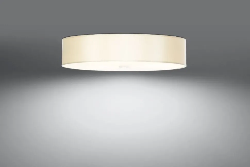 Deckenlampe rund Ø 50 cm Weiß Stoff Glas blendarm 5x E27