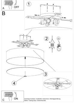 Deckenlampe rund Ø 50 cm Weiß Stoff Glas blendarm 5x E27