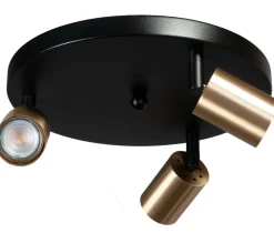 Deckenlampe rund Ø35cm 3-flammig Metall Schwarz Gold