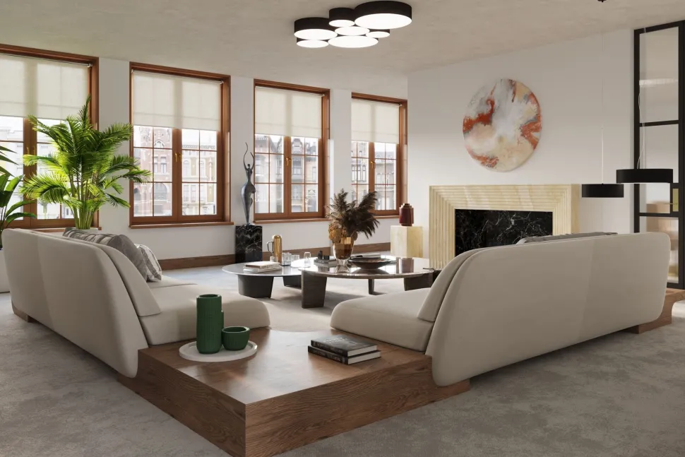 Deckenlampe rund flach Ø 55 cm blendarm 4x E27 Schwarz